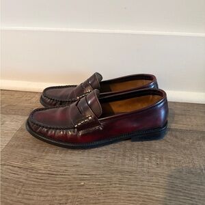 Mango Deep Red Leather Loafers